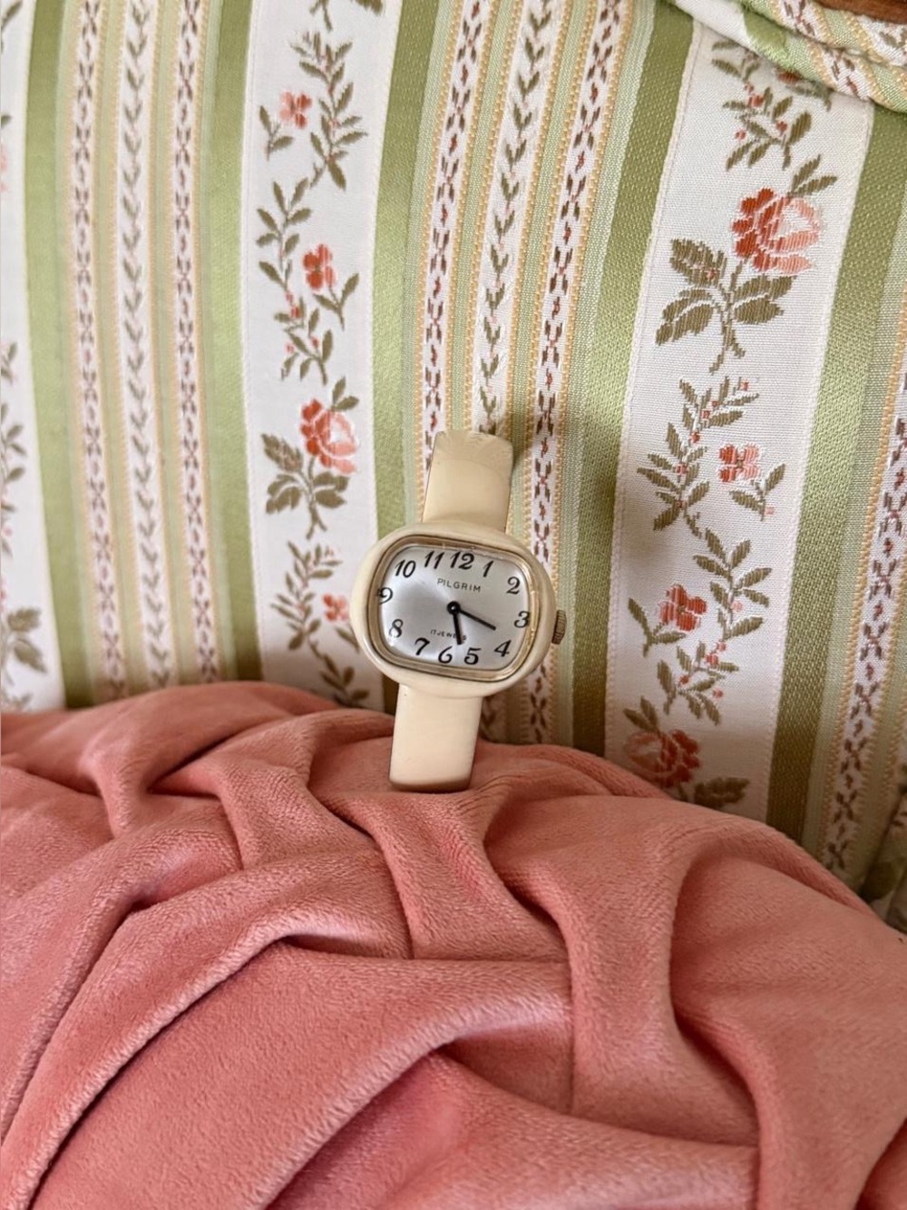 Vintage Ivory Enamel Watch Bracelet by Pilgrim
